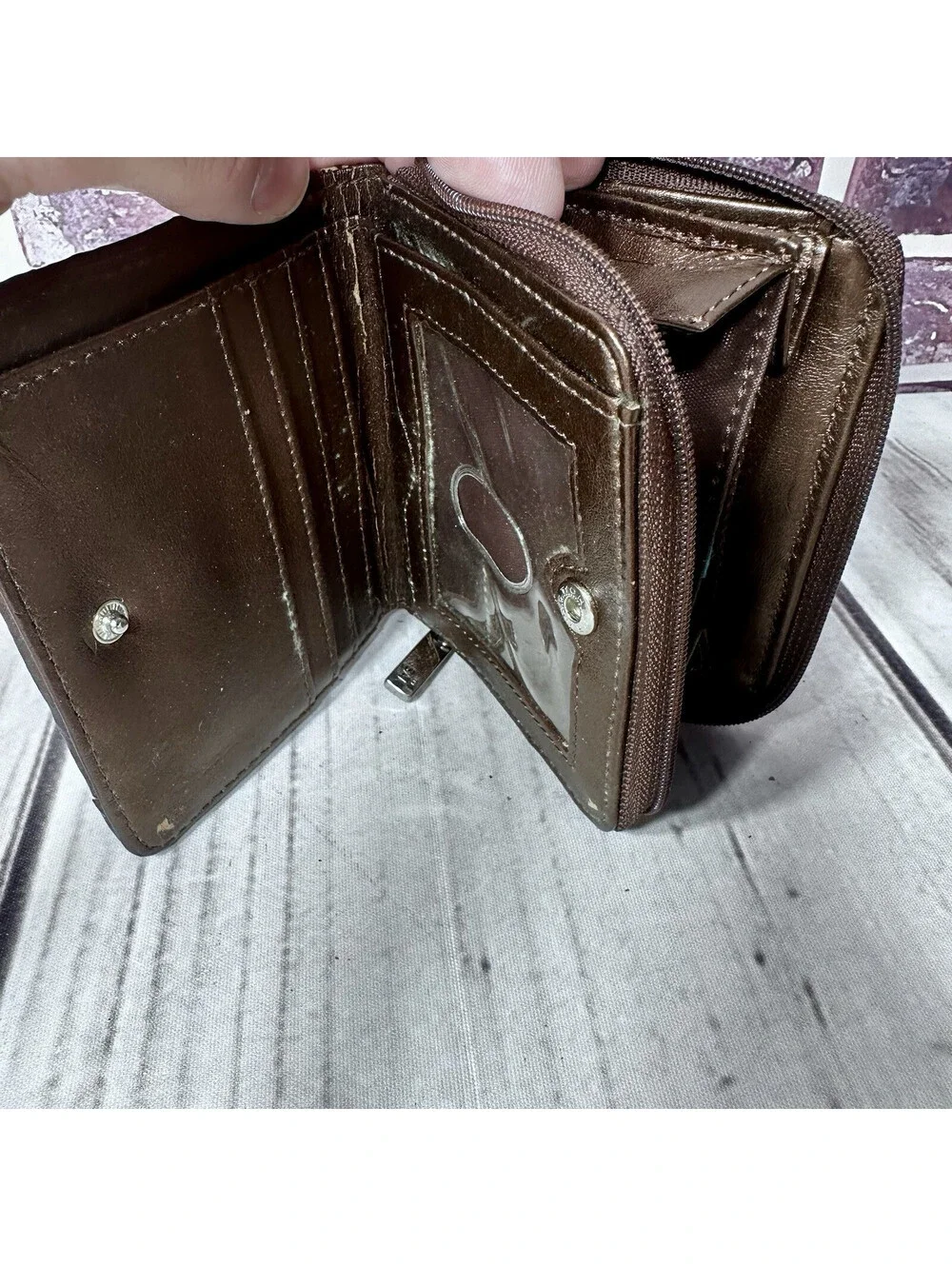 The SAK Zebra Print Brown Tan Gold Zip Around Wallet - RARE (see pictures)